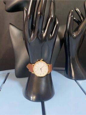 Rosefield Women's Quartz Tan Leather Band White Dial Analog Watch